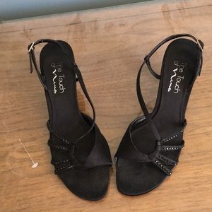 Touch of Nina Geena Black Suede Sandals 7 1/2